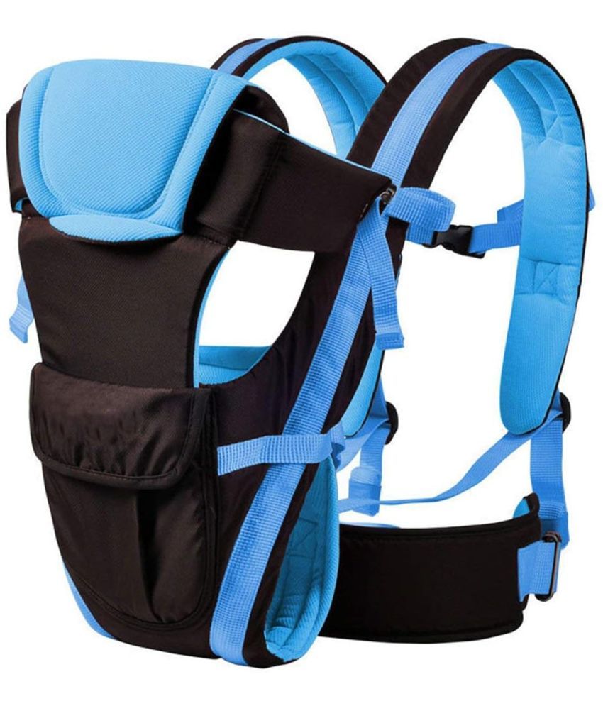     			IndiCrafts Kids 4-in-1 Adjustable Baby Carrier Cum Kangaroo Bag/Baby Carry Sling/Back/Front Carrier for Baby with Belt and Buckle Straps (Black-Blue)