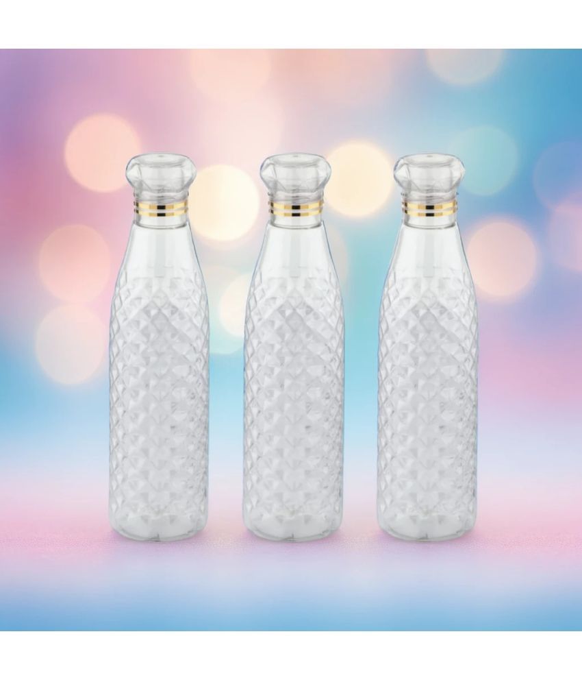     			SARVASHVA TRENDS diamond water bottle, fridge water bottle, bottle White Plastic Fridge Water Bottle 1000 mL ( Set of 3 )