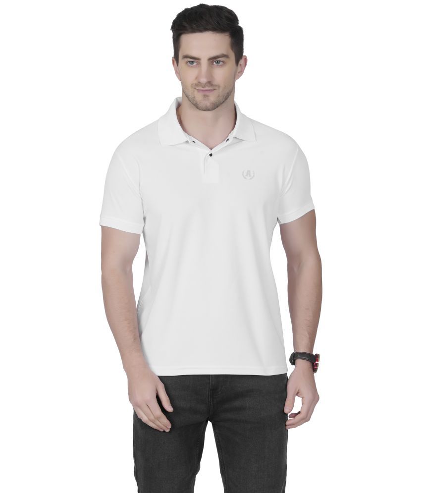     			DIDOT Pack of 1 Cotton Blend Regular Fit Solid Half Sleeves Men's Polo T Shirt ( White )