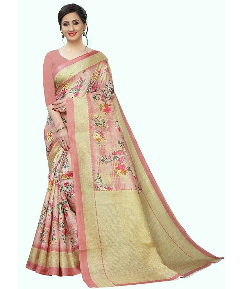     			RUNAYA NX Art Silk Printed Saree With Blouse Piece ( Pink , Pack of 1 )