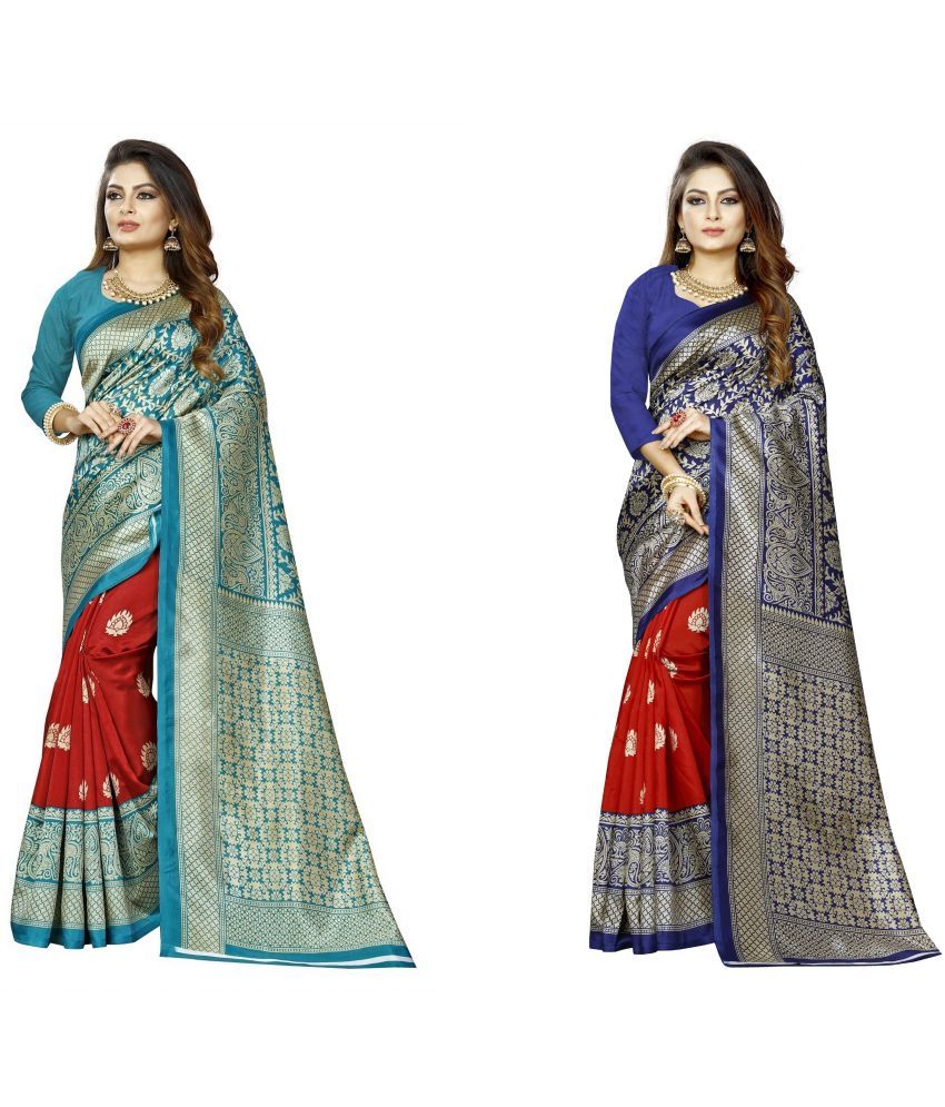     			RUNAYA NX Art Silk Printed Saree With Blouse Piece ( Multicolor , Pack of 2 )