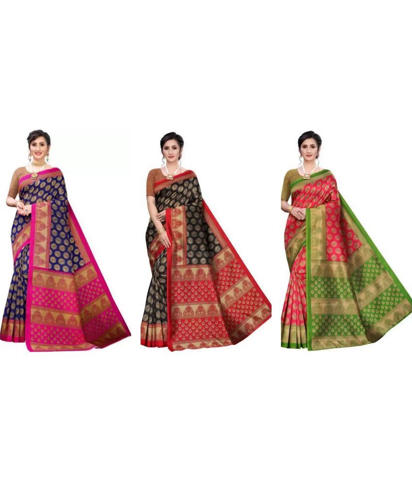     			RUNAYA NX Art Silk Printed Saree With Blouse Piece ( Multicolor , Pack of 3 )