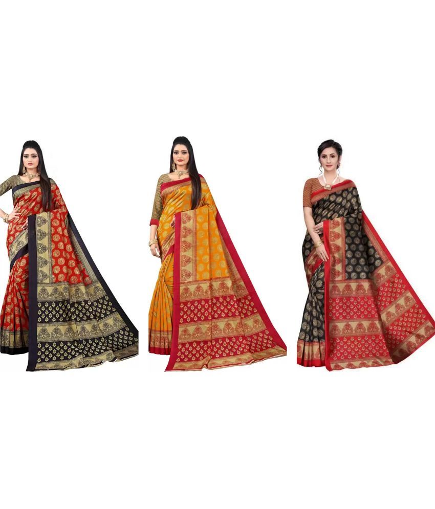     			RUNAYA NX Art Silk Printed Saree With Blouse Piece ( Multicolor , Pack of 3 )