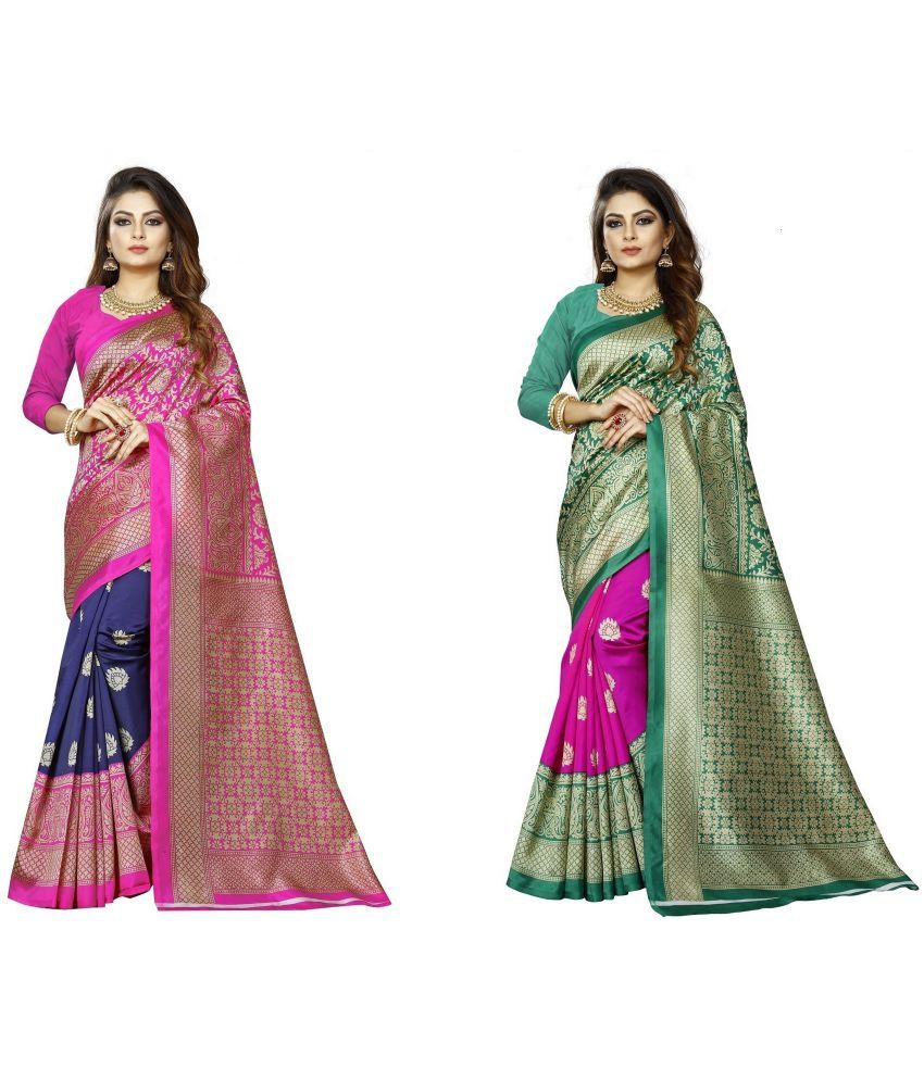     			RUNAYA NX Art Silk Printed Saree With Blouse Piece ( Multicolor , Pack of 2 )