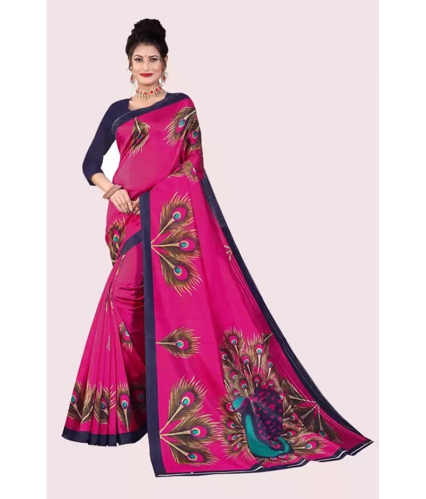     			RUNAYA NX Art Silk Printed Saree With Blouse Piece ( Pink , Pack of 1 )