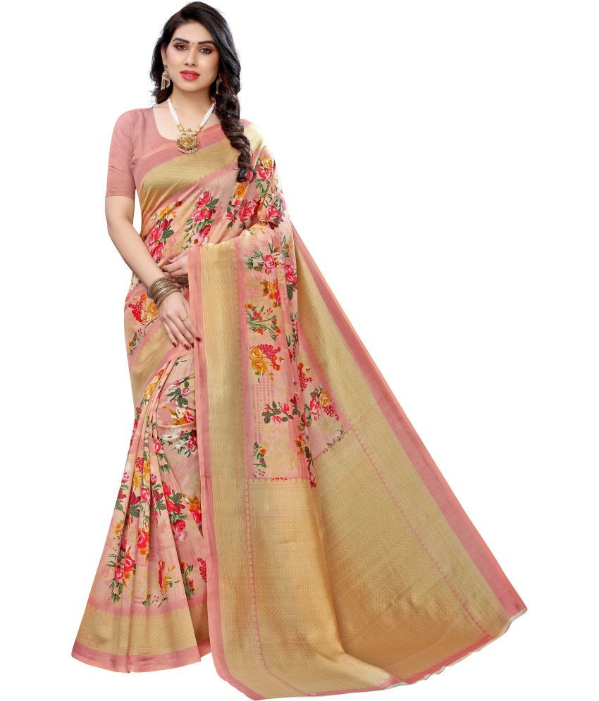     			RUNAYA NX Art Silk Printed Saree With Blouse Piece ( Pink , Pack of 1 )