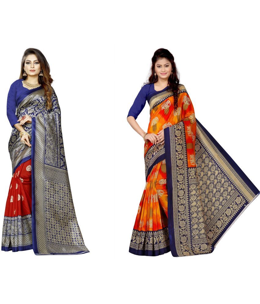     			RUNAYA NX Art Silk Printed Saree With Blouse Piece ( Multicolor , Pack of 2 )