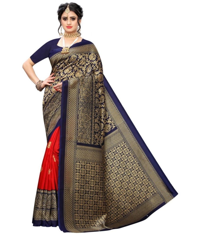     			RUNAYA NX Art Silk Printed Saree With Blouse Piece ( Blue , Pack of 1 )