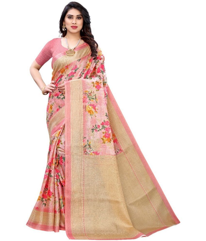     			RUNAYA NX Art Silk Printed Saree With Blouse Piece ( Pink , Pack of 1 )