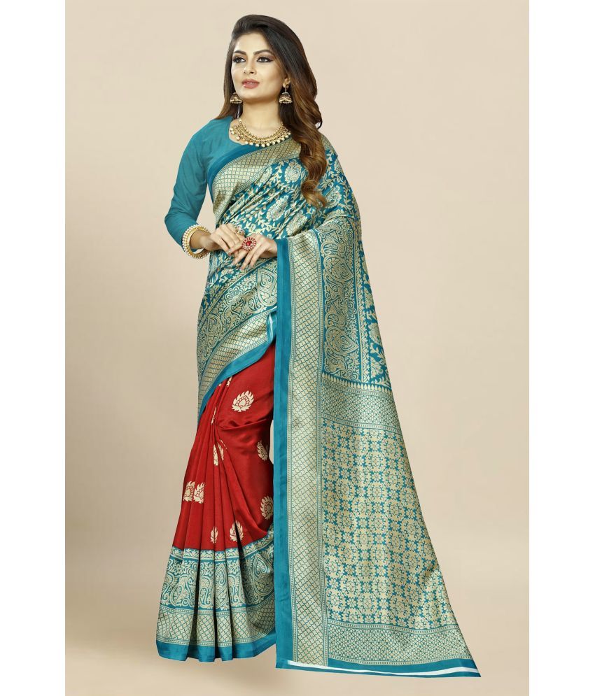     			RUNAYA NX Art Silk Printed Saree With Blouse Piece ( Light Blue , Pack of 1 )