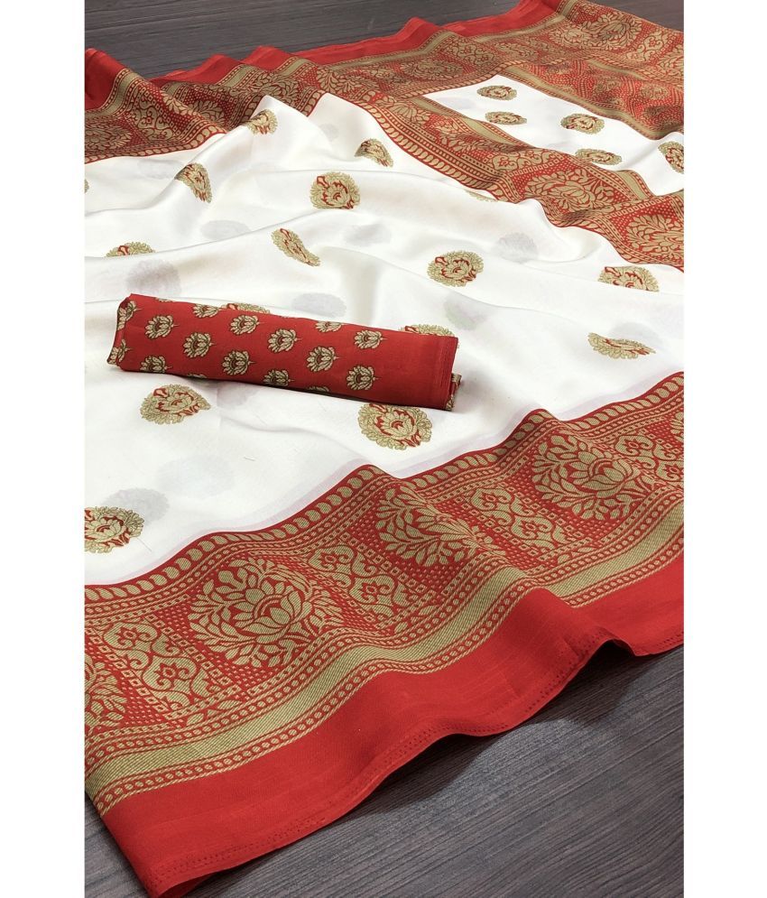     			RUNAYA NX Cotton Blend Printed Saree With Blouse Piece ( Red , Pack of 1 )