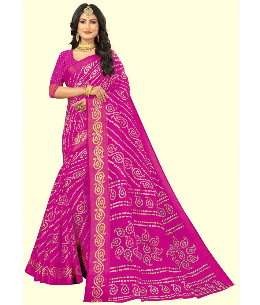     			RUNAYA NX Cotton Silk Printed Saree With Blouse Piece ( Pink , Pack of 1 )