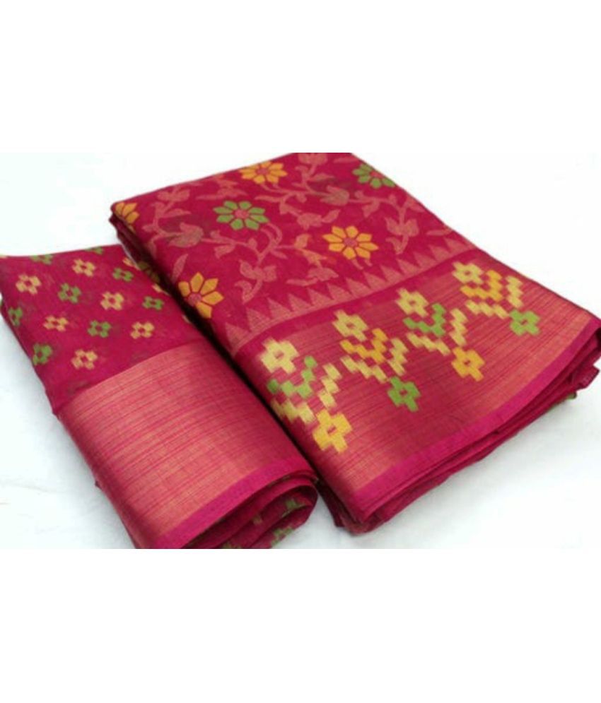     			RUNAYA NX Cotton Silk Printed Saree With Blouse Piece ( Pink , Pack of 1 )