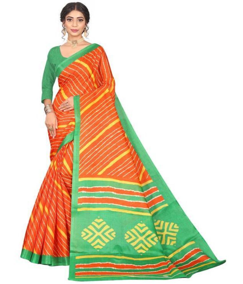     			RUNAYA NX Cotton Silk Printed Saree With Blouse Piece ( Multicolor , Pack of 1 )