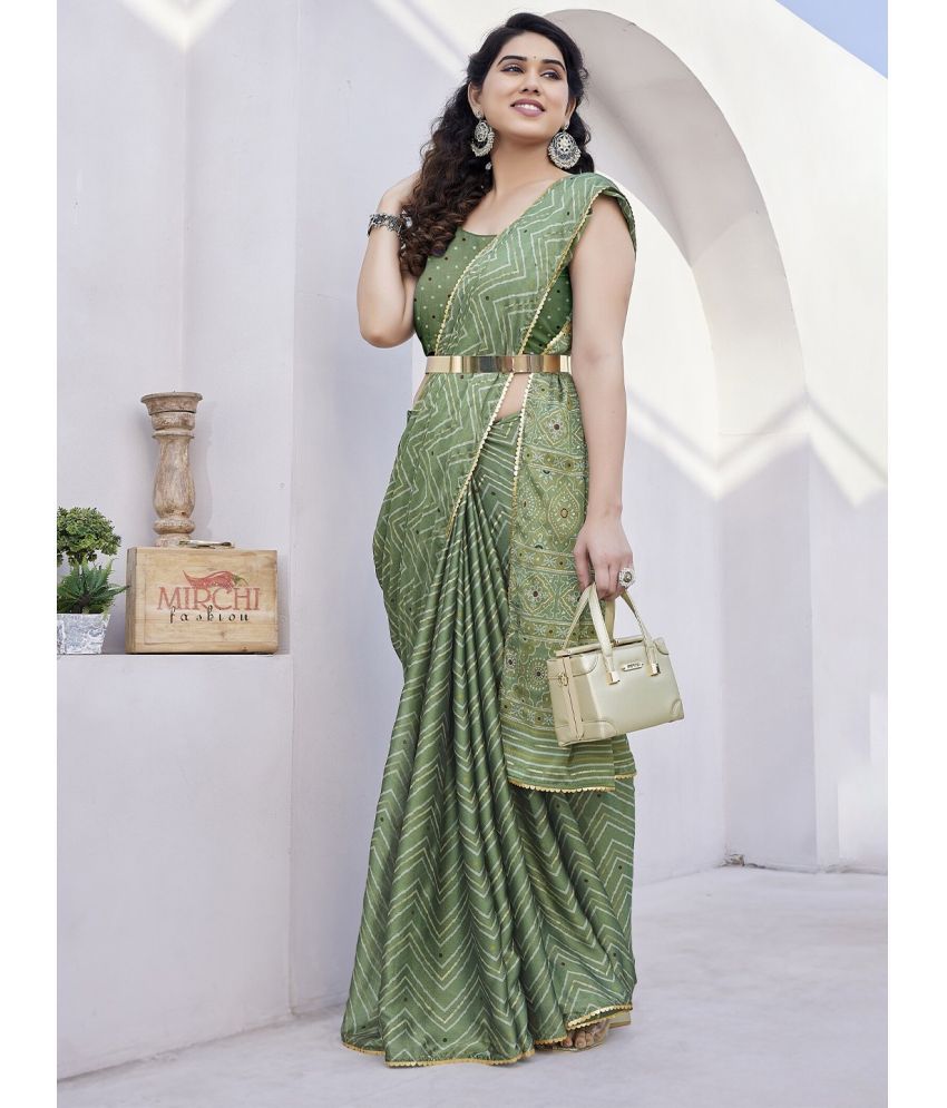     			BLEESBURY Chiffon Printed Saree With Blouse Piece ( Green , Pack of 1 )