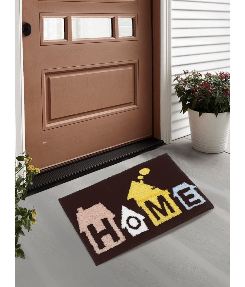     			FABINALIV Set of 1 Anti-skid Polycotton Door Mat ( 60 X 40 cm ) Dark Brown