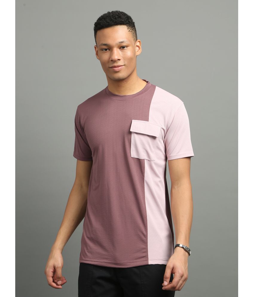     			FROSEN FOX Polyester Regular Fit Colorblock Half Sleeves Men's Round T-Shirt - Purple ( Pack of 1 )