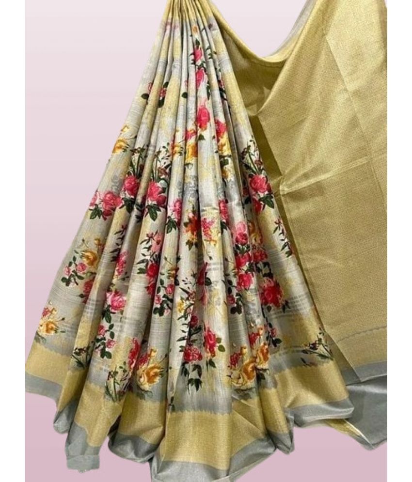     			RUNAYA NX Art Silk Printed Saree With Blouse Piece ( Brown , Pack of 1 )