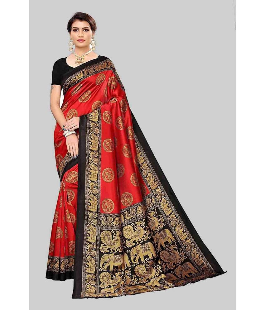     			RUNAYA NX Art Silk Printed Saree With Blouse Piece ( Red , Pack of 1 )