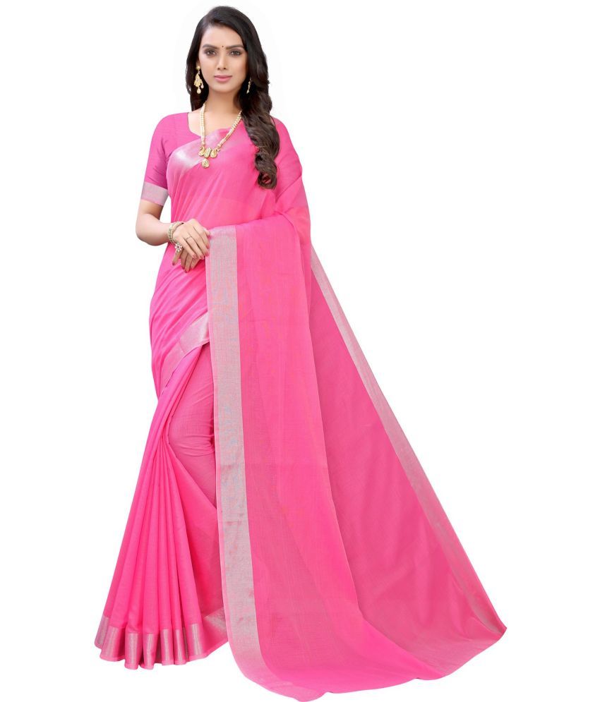     			RUNAYA NX Cotton Blend Printed Saree With Blouse Piece ( Pink , Pack of 1 )