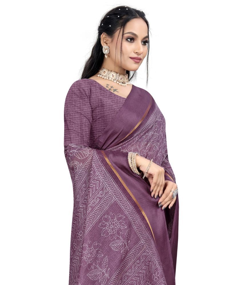     			RUNAYA NX Linen Printed Saree With Blouse Piece ( Pink , Pack of 1 )