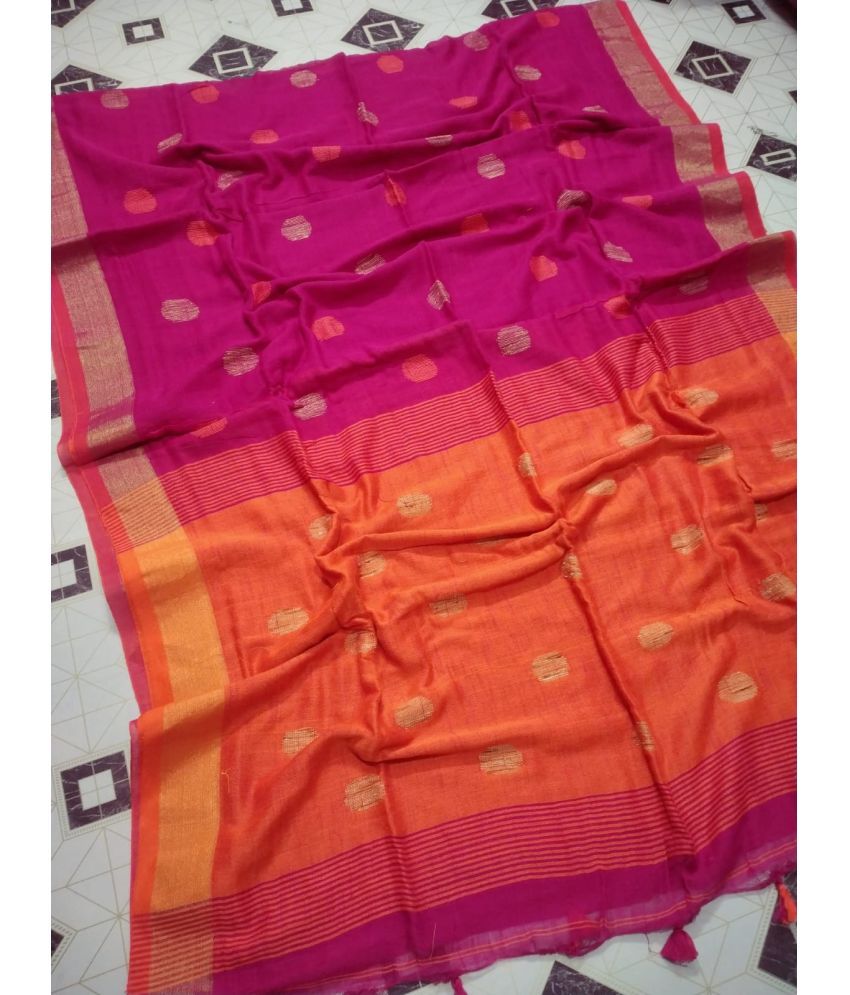     			SARADA HANDLOOM Cotton Printed Saree With Blouse Piece ( Rani , Pack of 1 )