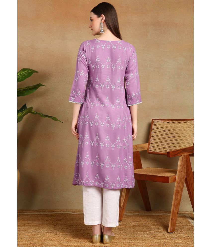     			Star Fashion Pack of 1 Viscose Embroidered A-line Women's Kurti - ( Multicolor )