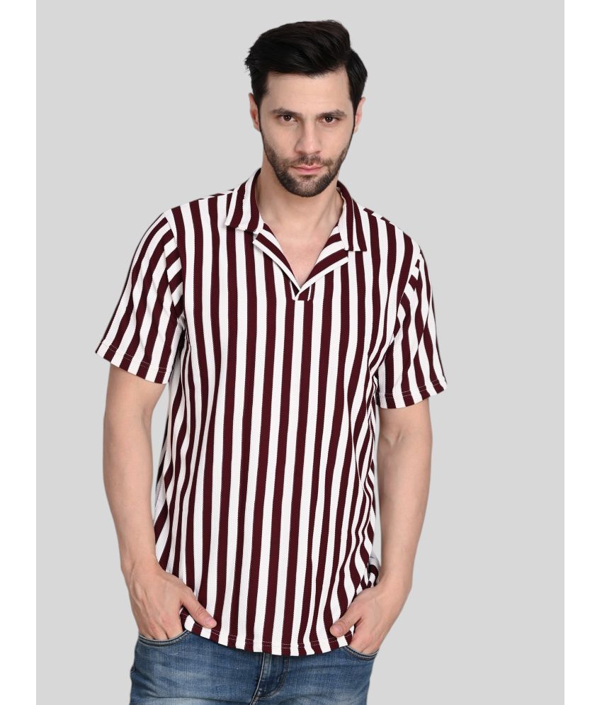     			Traquila Polyester Regular Fit Striped Half Sleeves Men's Casual Shirt - Maroon ( Pack of 1 )