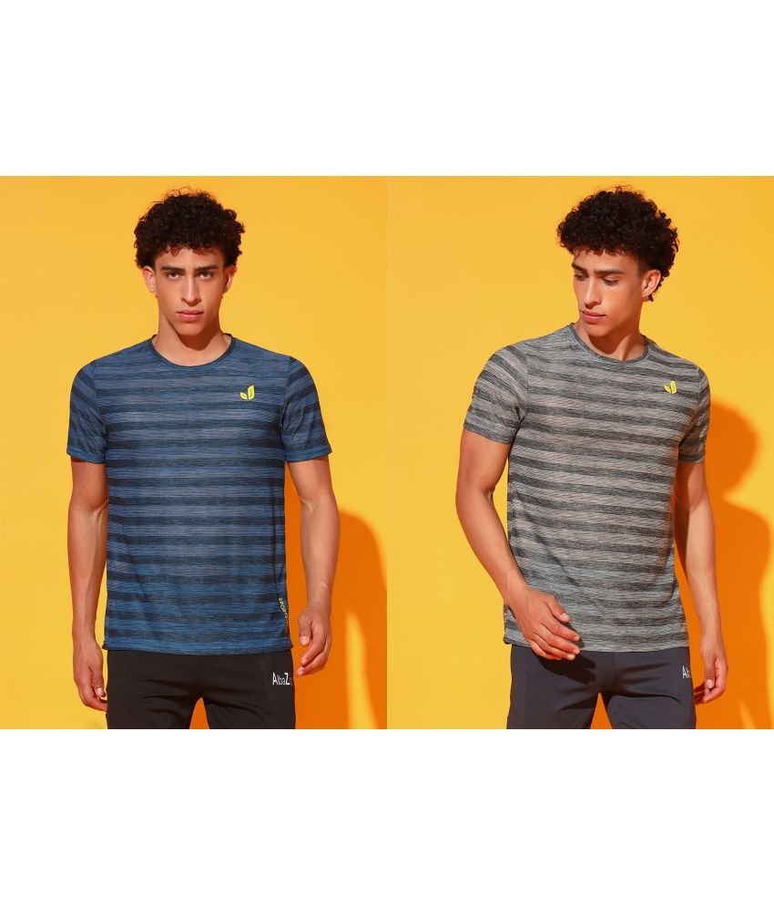     			Unicus Apparel Polyester Regular Fit Striped Half Sleeves Men's Round T-Shirt - Multicolor11 ( Pack of 2 )