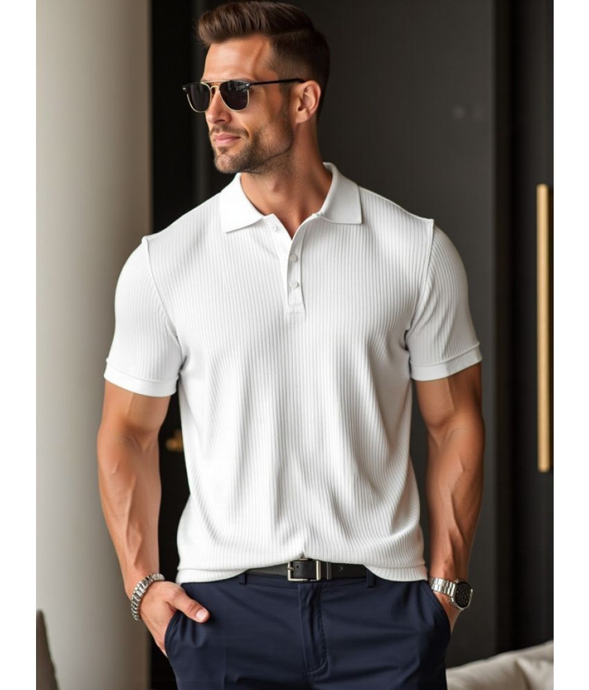     			fashion and youth Pack of 1 Cotton Blend Regular Fit Solid Half Sleeves Men's Polo T Shirt ( White )