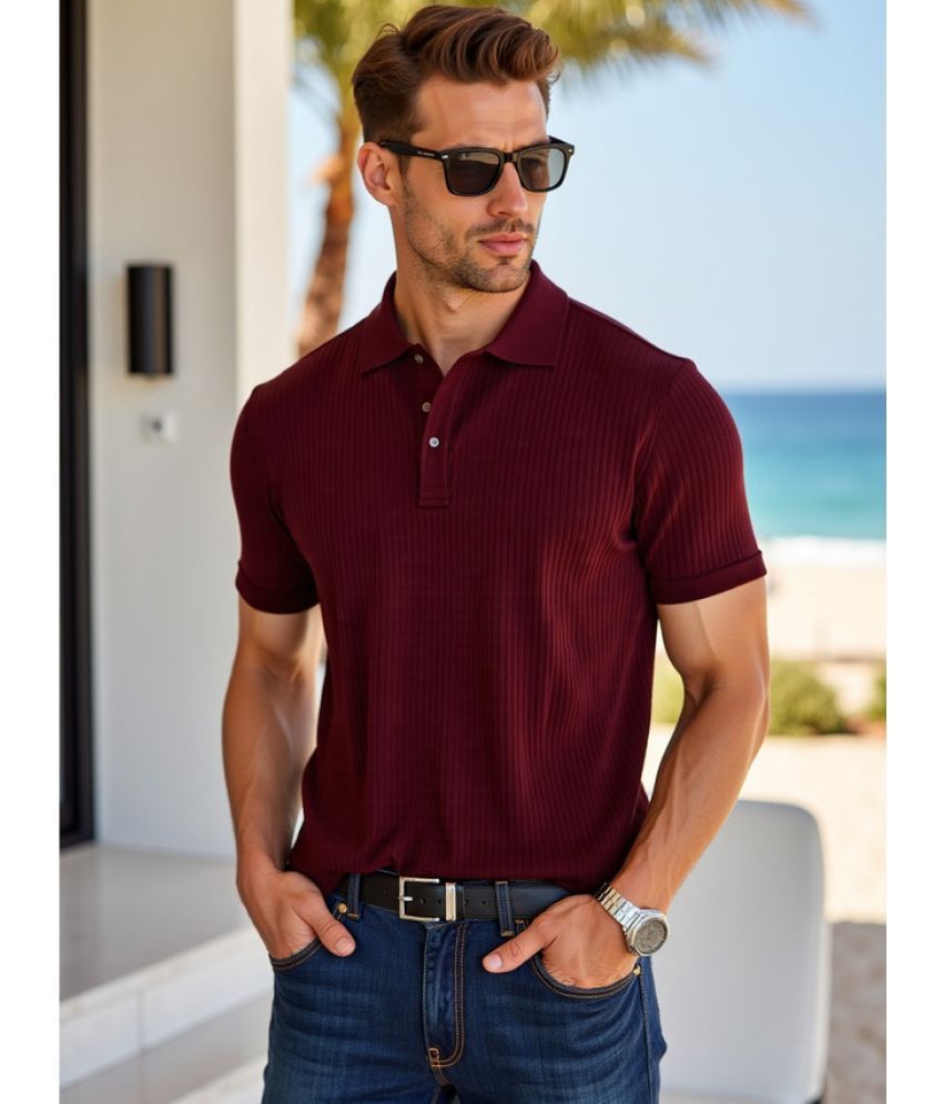     			fashion and youth Pack of 1 Cotton Blend Regular Fit Solid Half Sleeves Men's Polo T Shirt ( Maroon )