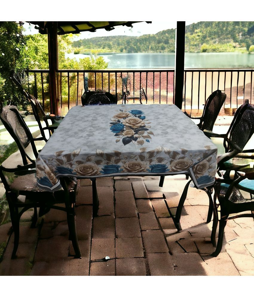     			mopak decor Embroidered Cotton 4 Seater Square Table Cover ( 147 x 97 ) cm Pack of 1 Gray