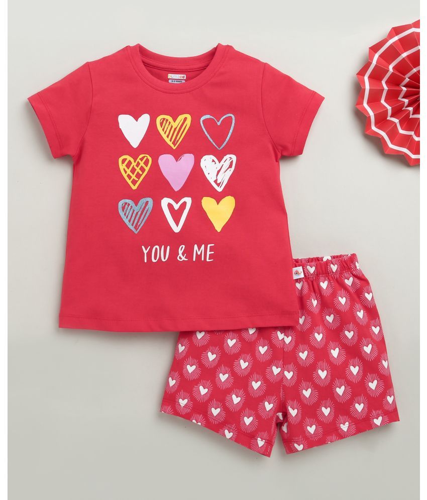     			BUMZEE Pack of 1 Baby Girls Cotton T-Shirt & Shorts ( Red )