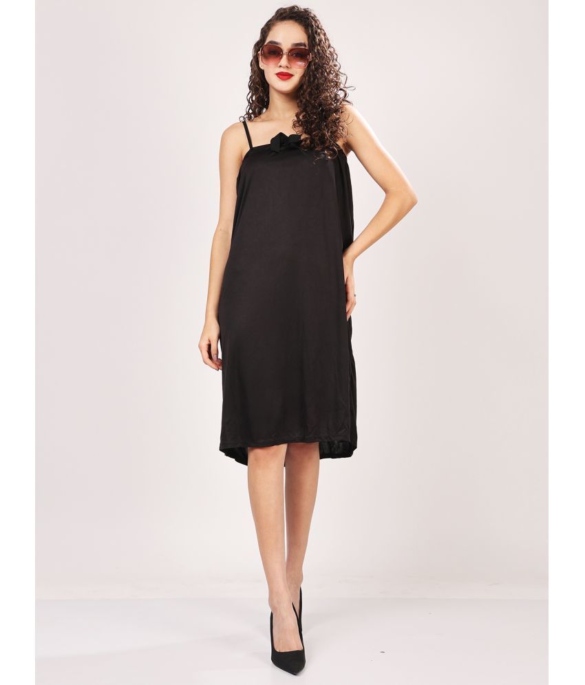     			Finian Cotton Blend Solid Knee Length Women's Fit & Flare Dress - Black ( Pack of 1 )