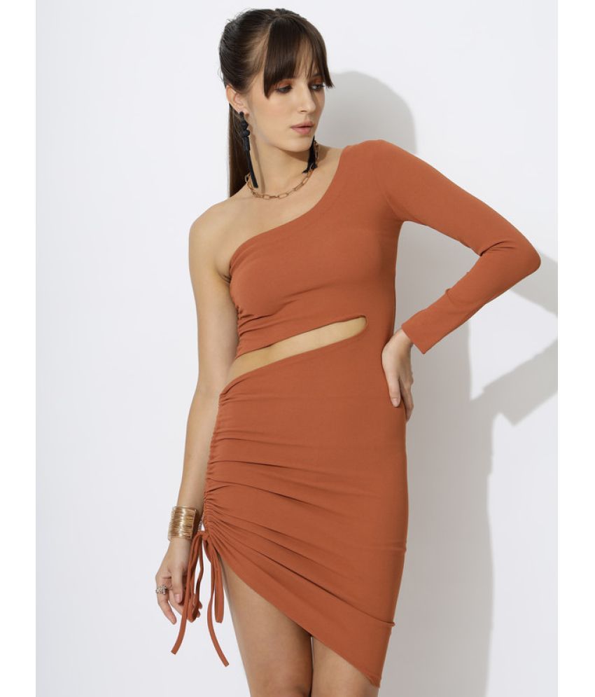     			10IR Polyester Solid Mini Women's Cut Out Dress - Orange ( Pack of 1 )