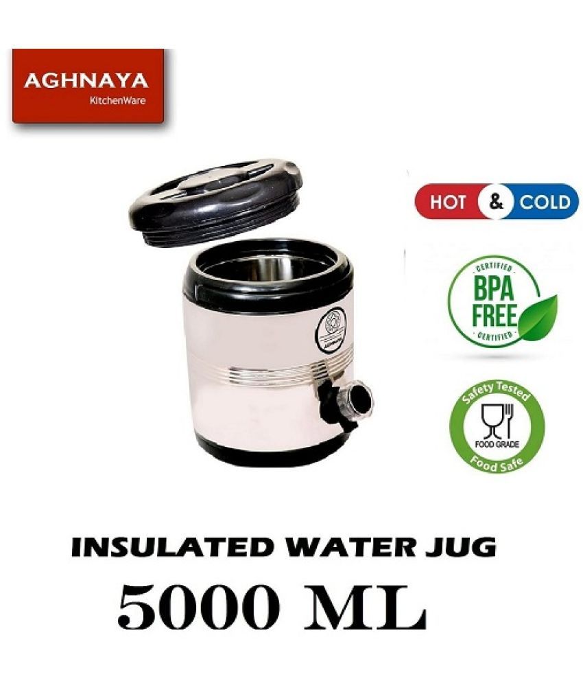     			AGHNAYA Water jug 5 liter Stainless Steel Plain Jugs 5000 mL Silver