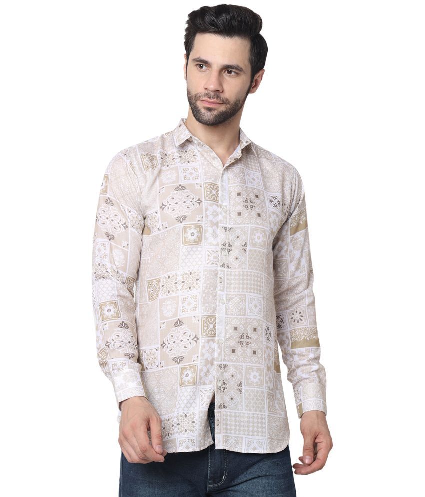     			Bombay Begum Poly Cotton Regular Fit Printed Full Sleeves Men's Casual Shirt - Yellow ( Pack of 1 )