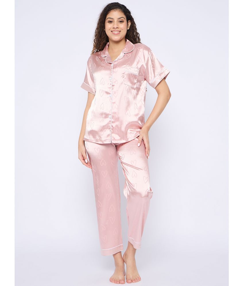     			Camey Peach Satin Women's Nightwear Nightsuit Sets ( Pack of 1 )