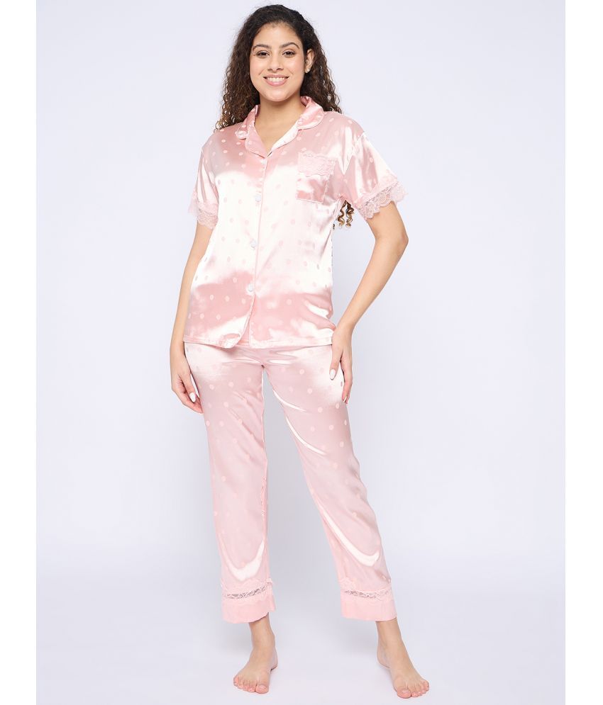     			Camey Pink Satin Women's Nightwear Nightsuit Sets ( Pack of 1 )