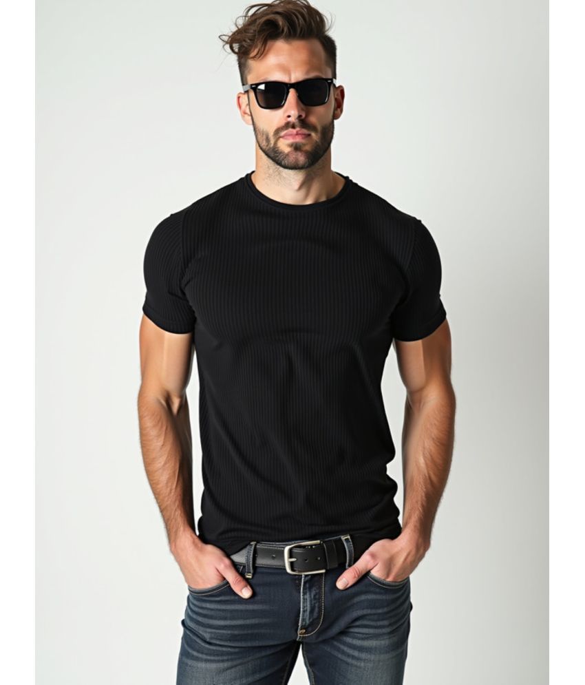     			fashion and youth Cotton Blend Regular Fit Solid Half Sleeves Men's Round T-Shirt - Black ( Pack of 1 )