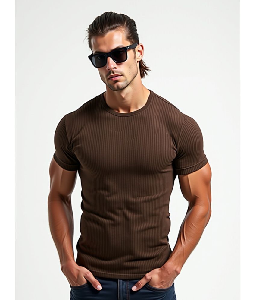     			fashion and youth Cotton Blend Regular Fit Solid Half Sleeves Men's Round T-Shirt - Brown ( Pack of 1 )