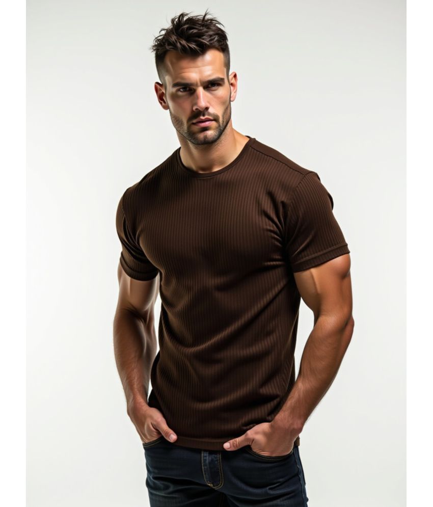     			fashion and youth Cotton Blend Regular Fit Solid Half Sleeves Men's Round T-Shirt - Brown ( Pack of 1 )