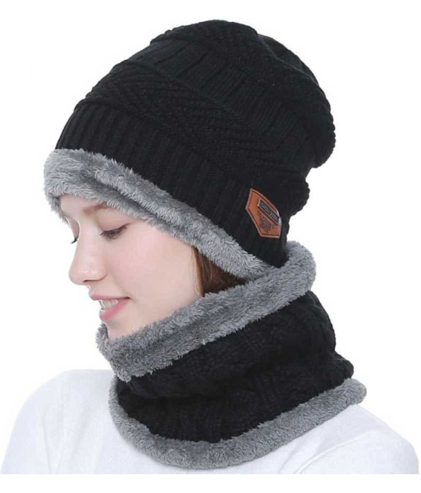     			Alamos Black Woollen Women's Cap ( Pack of 1 )