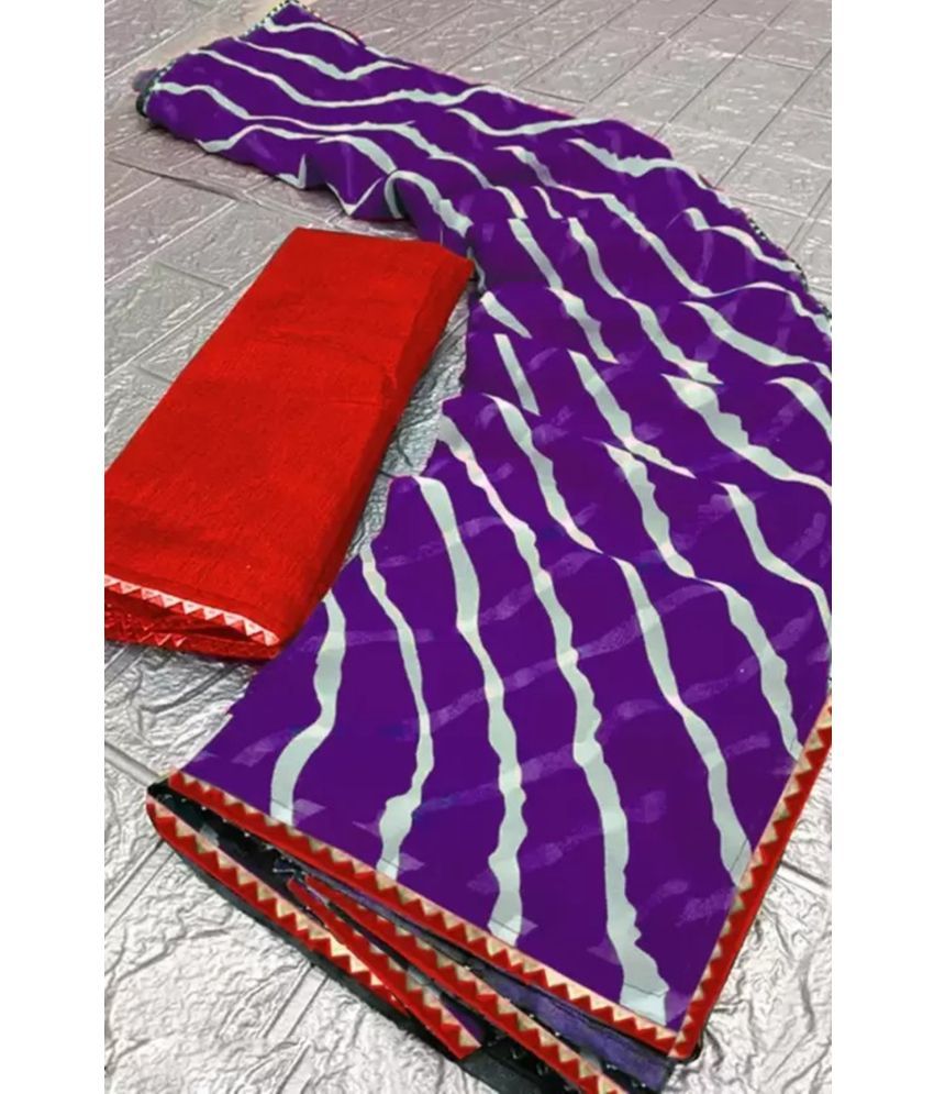     			Ambe Creation Georgette Printed Saree With Blouse Piece ( Purple , Pack of 1 )