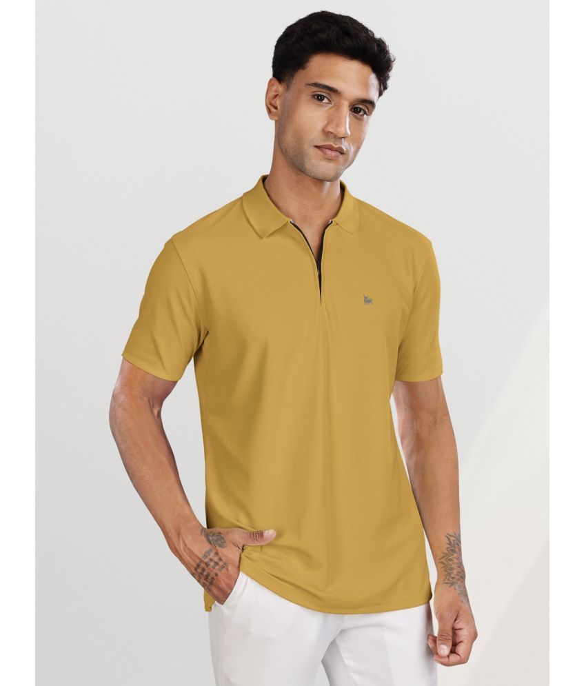     			BULLMER Pack of 1 Polyester Regular Fit Solid Half Sleeves Men's Polo T Shirt ( Mustard )