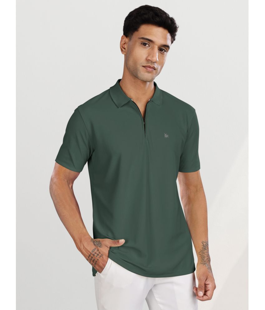     			BULLMER Pack of 1 Polyester Regular Fit Solid Half Sleeves Men's Polo T Shirt ( Green )