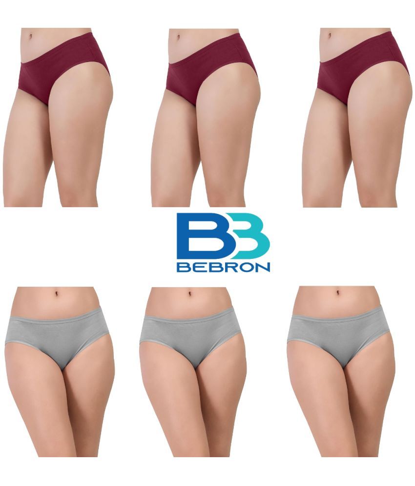     			Bebron Pack of 6 Cotton Lycra Hipster For Women ( Multicolor10 )