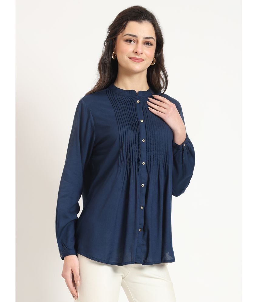     			Divena Navy Blue Viscose Rayon Women's A-Line Top ( Pack of 1 )