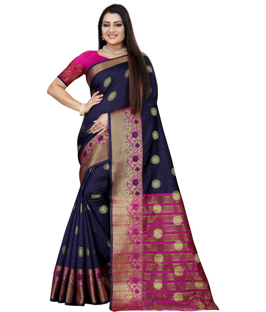     			Indian Fashionista Art Silk Printed Saree With Blouse Piece ( Multicolor1 , Pack of 1 )