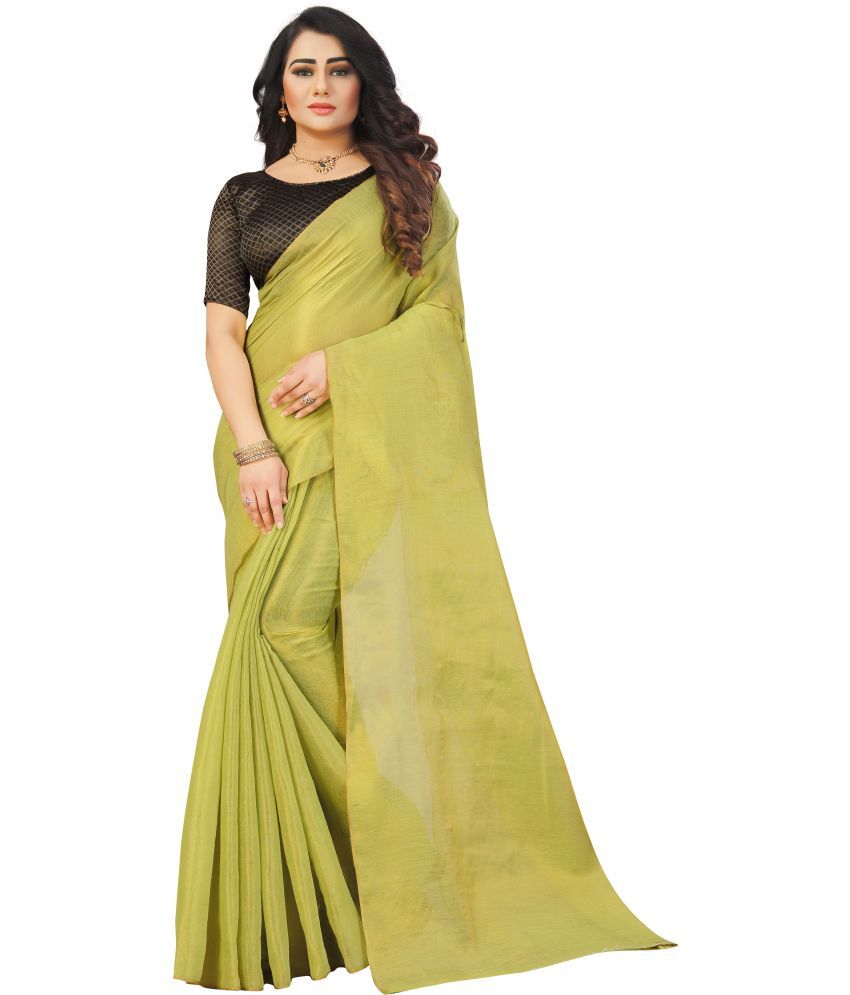     			Indian Fashionista Art Silk Solid Saree With Blouse Piece ( Light Green , Pack of 1 )